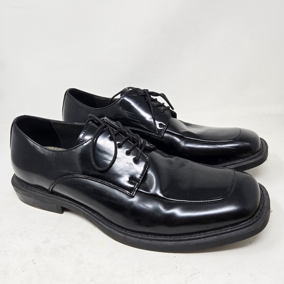 KENNETH COLE Reaction Black Leather Oxford Dress Shoes Silver Technology Sz 13M - Picture 1 of 11